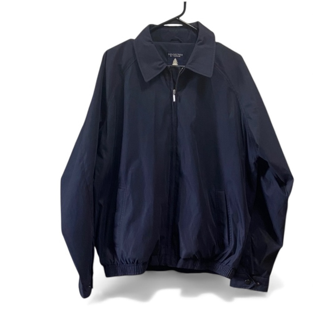 Roundtree & Yorke Mens Dark Blue Windbreaker Sz L